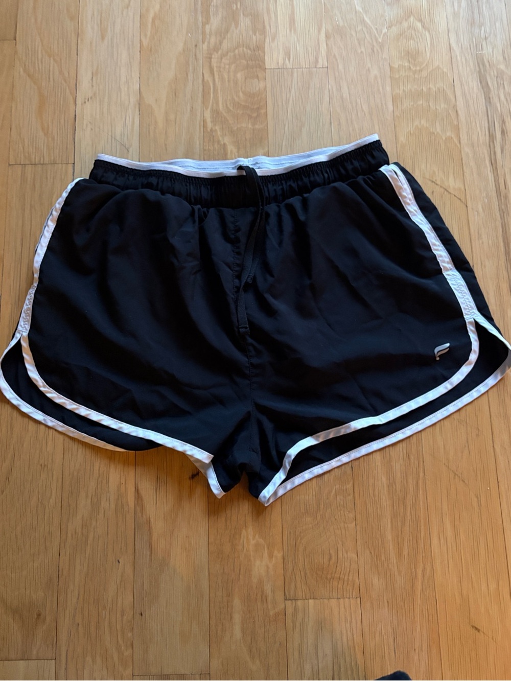 Fabletics Black Athletic Shorts with White Trim